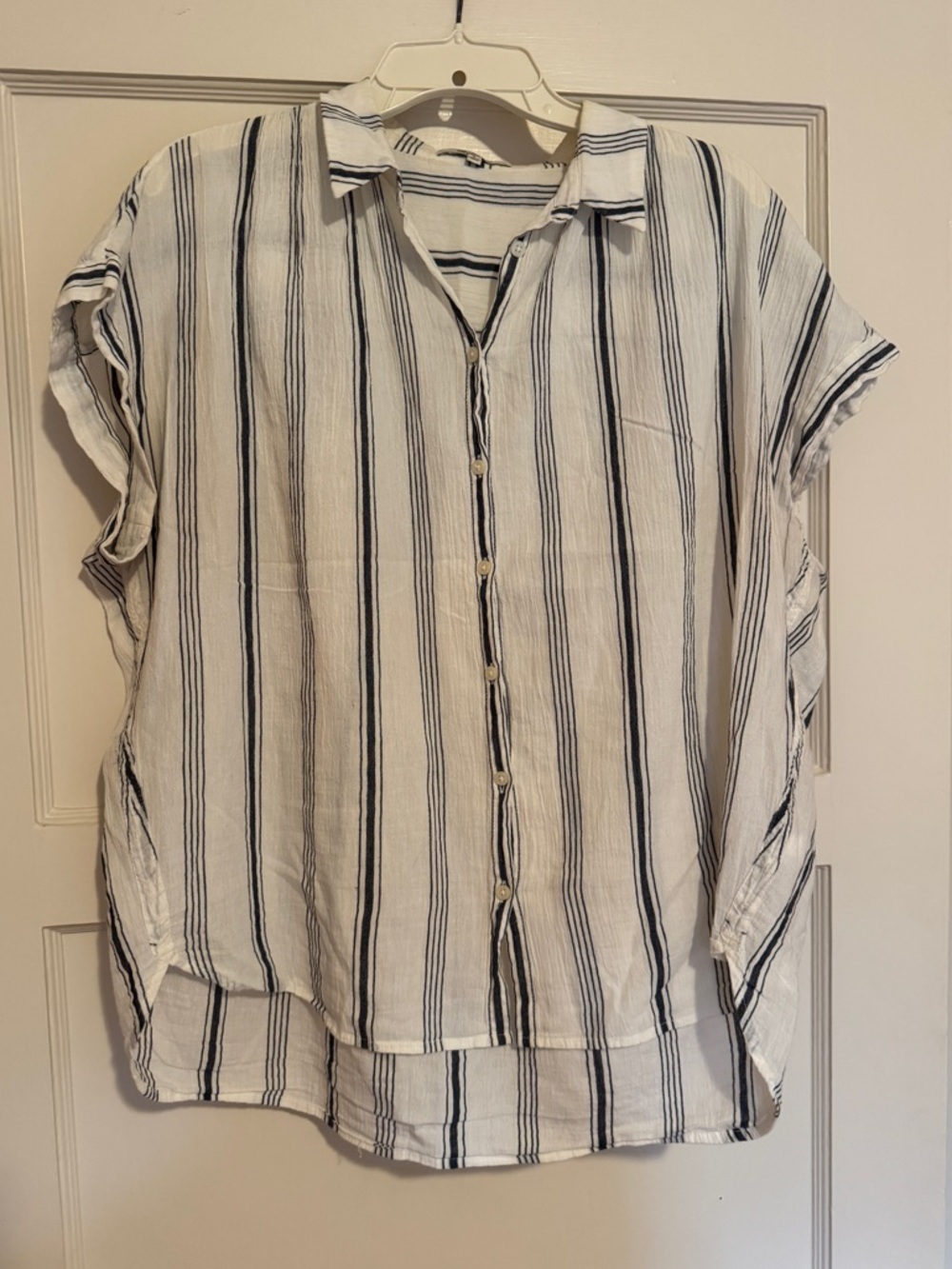 Madewell striped short-sleeve button-down shirt, size L
